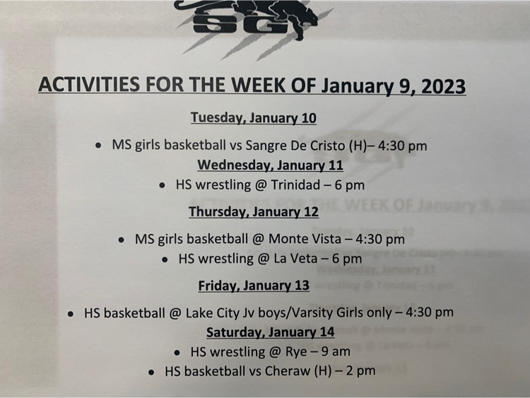 Activities for the week!